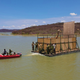 The barge with a Rothschild’s giraffe onboard.